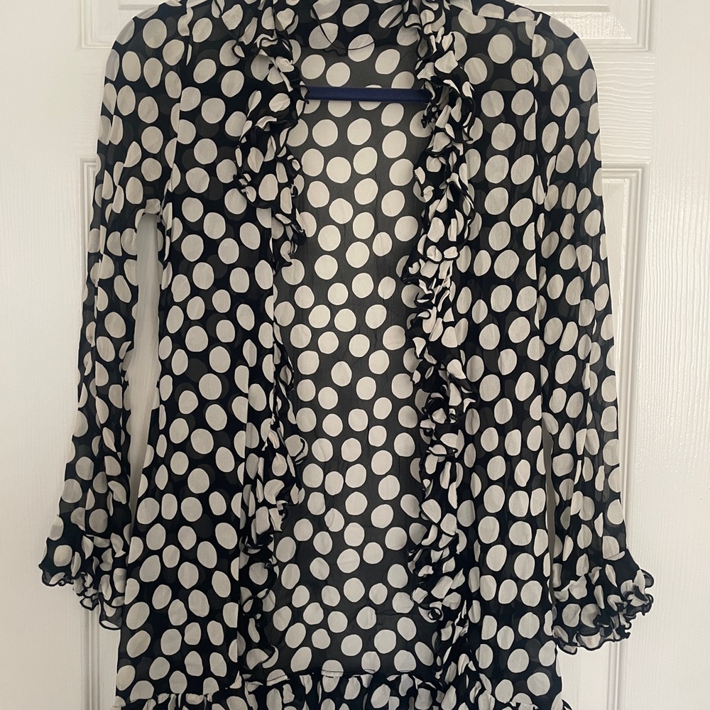 Zara Black and White Polka Dot Blouse